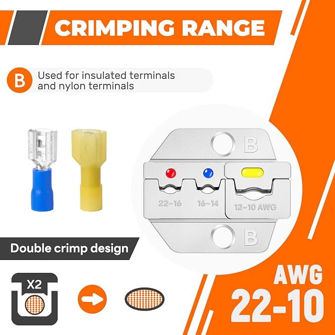 Crimping Die for Insulated Nylon Wire Connectors - 22-10 AWG