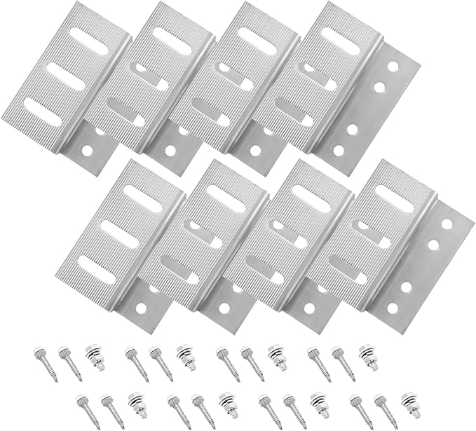 Newpowa Solar Panel Mounting Z Brackets, with Nuts and Bolts, Designed for PRO Series, Sliver, 2 Set of 4 Units