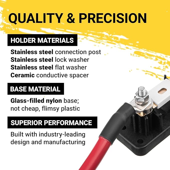 Spartan Power 400 Amp ANL Ceramic Fuse & Holder Kit Black