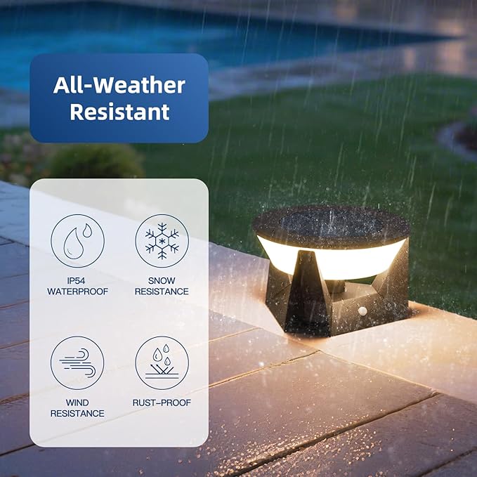 7.09" Solar Post Lights Outdoor, Post Solar Lights Outdoor IP54 Waterproof, 3000K Patio Column Light Outside, Dusk to Dawn Modern Pillar Light, Column Lighting for Posts Fence Entrance Garden