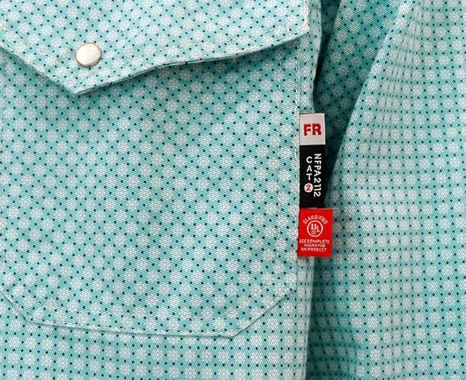 BOCOMAL FR Shirts for Men Printed Plaid Flame Resistant Clothing 6.5oz Cotton Button Up Welding Shirts NFPA2112 CAT2