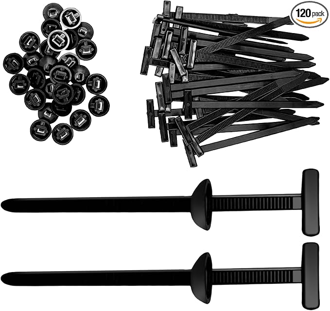 120 Pcs Nylon Universal Cable Tie Buckle - New Multifunctional Heavy Duty Self-Locking Zip Ties with Pin & Button Plastic Tool Fasteners Car Body UV Resistant Zipties for Car Daily Repair (120)