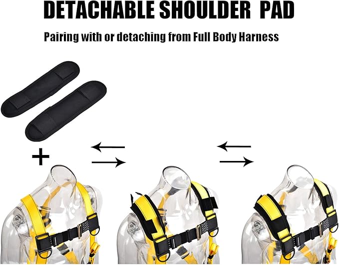3D-Ring Industrial Fall Protection Safety Harness ANSI/ASSE Z359.11-2021 Compliant Full Body Personal Protection Equipment 5-Point Adjustment Universal 310 lbs