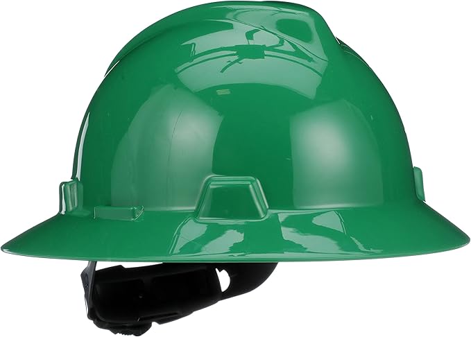 MSA V-Gard Full-Brim Hard Hat with Suspension - Polyethylene Shell, Superior Impact Protection and Self Adjusting Crown Straps - Standard Size Hard Hat