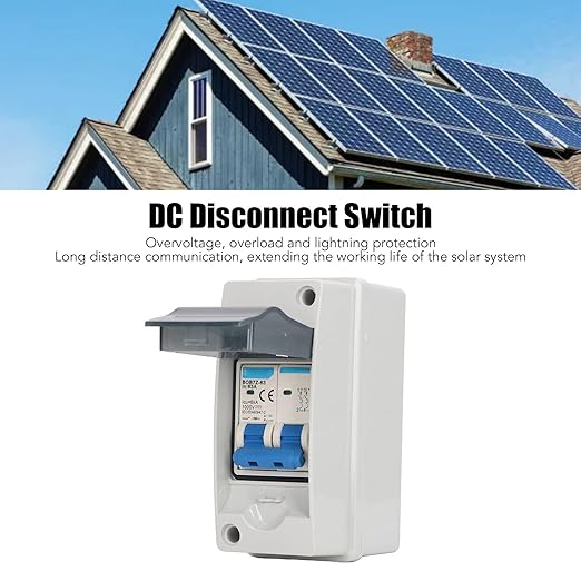 DC Miniature Circuit Breaker with Box, 63A 1000V Solar PV Disconnect Switch with Transparent Cover, IP65 Box Isolator for Solar Panel PV System Plug and Play