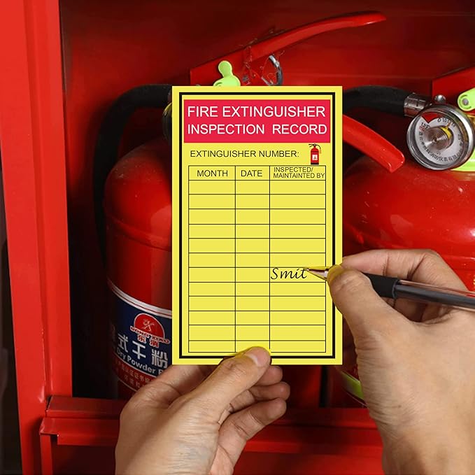 Monthly Fire Extinguisher Inspection Tags Stickers Safety Stickers 3x5 Inch Year Maintenance Extinguisher Recharge and Inspection Record Labels Inventory Sticker 60Pcs Check Record Vinyl Sticker Label