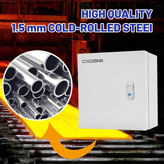 Outdoor Electrical Box 20 x 20 x 6''D NEMA 4X Enclosure Steel Box, Waterproof & Dustproof Outdoor/Indoor Lockable Electrical Junction Box, with Mounting Plate