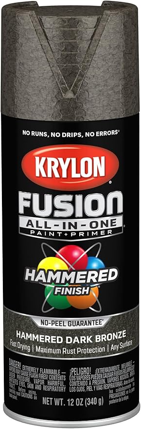Krylon Fusion All-In-One Adhesive Hammered Finish Spray Paint for Indoor/Outdoor Use, 12 oz, Dark Bronze