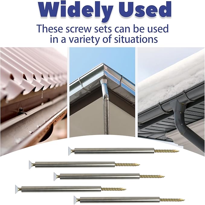 30 Sets Gutter Screws White 3304719PK 7-Inch with Stainless Steel Ferrule Durable Gutter Nails and Spikes Easy-to-Install Secure Gutter Fasteners for Renovation and Maintenance of gutters