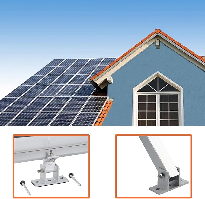 Adjustable Solar Panel Tilt Mount Brackets, 2 Sets 15-30° Adjustable Aluminum Solar Mounting Brackets Support 50-400 Watt Panel for Flat Surface for Flat Surface, RV, Roo