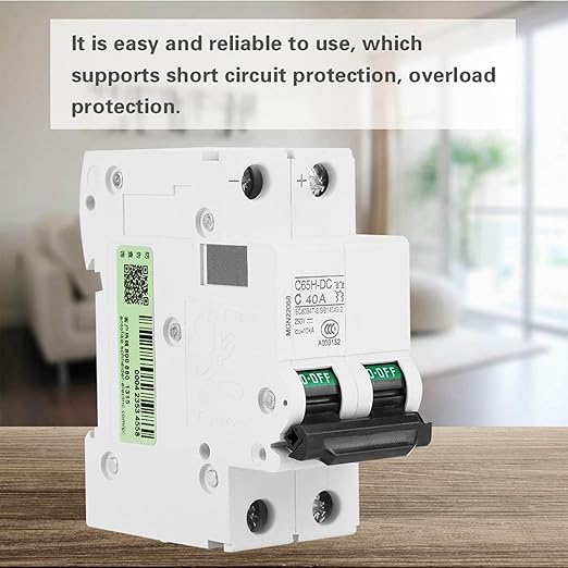 2P C65H-DC 250V DC Miniature Circuit Breaker DIN Rail Photovoltaic Switch for Solar Panels Grid System White(40A)