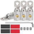 Linkstyle 4PCS 0 Gauge Screw Ring Wire Terminal Connectors, 1/0 AWG Car Battery Cable Audio Amplifier Wire Butt Connectors, with Wrenches Screws Heat Shrink Tubing