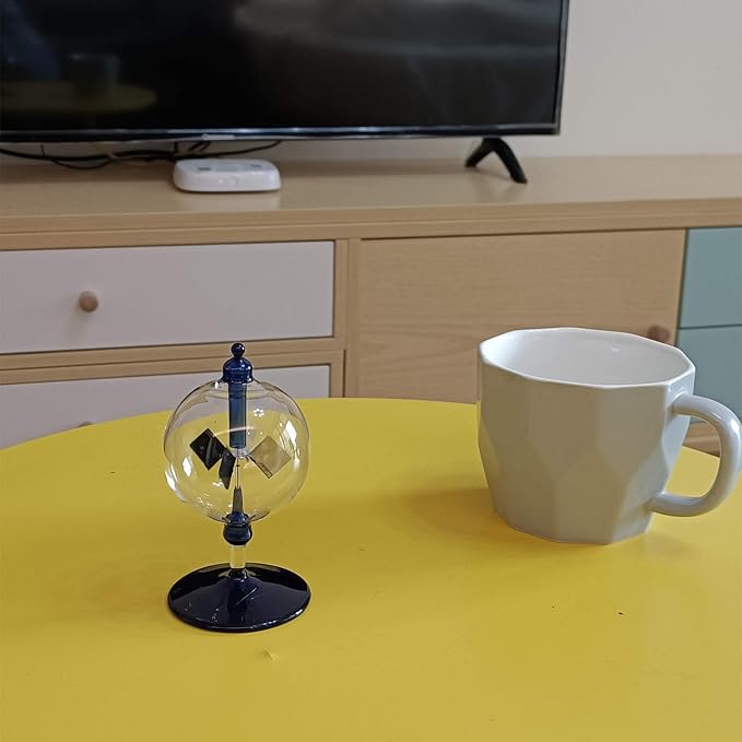 Solar Crookes Radiometer Glass Windmill Handmade for Party Home Decoration Gift Blue S