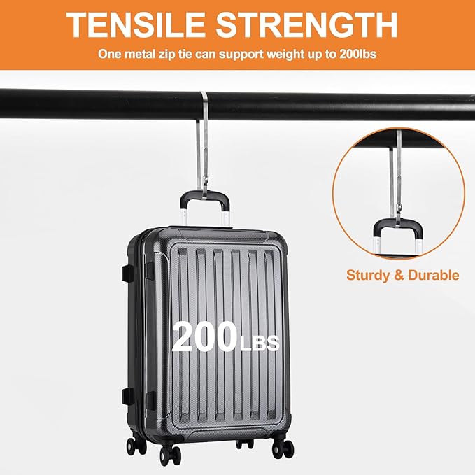 110PCS Metal Zip Ties, 11.8IN +7.8IN Stainless Steel Zip Ties Heavy Duty for Outdoor, Heat Resistant Cable Tie Buckle for Chain Link Fence, Exhaust Wrap, Pipe, Electrical Wiring, 2026 New