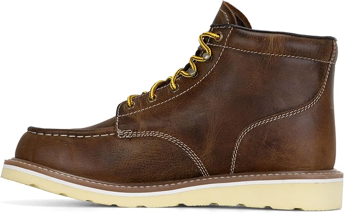 DieHard Men's Mustang casual Brown Leather Wedge Boots. Ankle-High, Slip-Resistant, Soft Toe