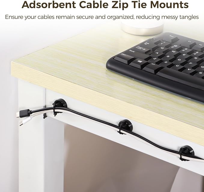 Magnetic Cable Zip Tie Mounts, 35 Pcs Magnet Bases with 200 Pcs Cable Ties, Multipurpose Wire Management Organizer for Desk PC Home Office, Adhesive-Free Cable Clips Holder