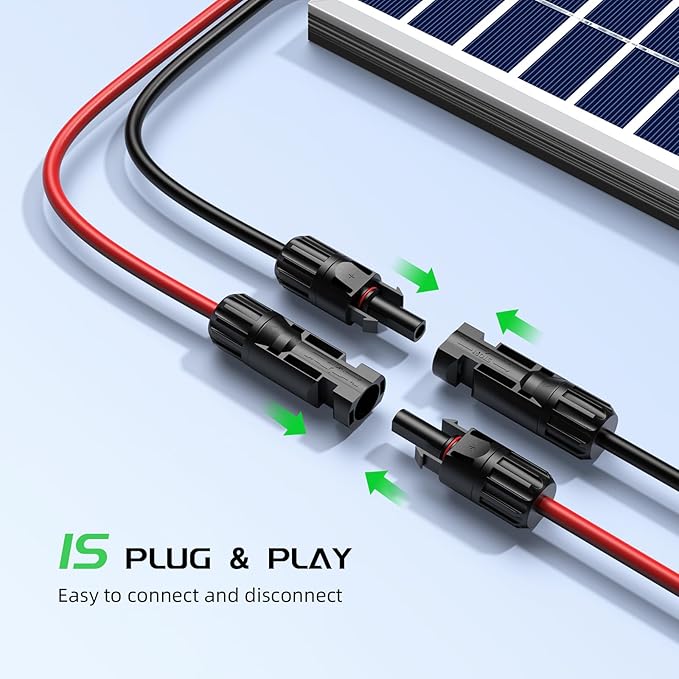 Bateria Power Solar Connectors for 2 Solar Panels, IP68 Waterproof Solar Panel Connectors Splitter, 4 to 2 Y Branch Parallel Adapter for Solar Cable Extension