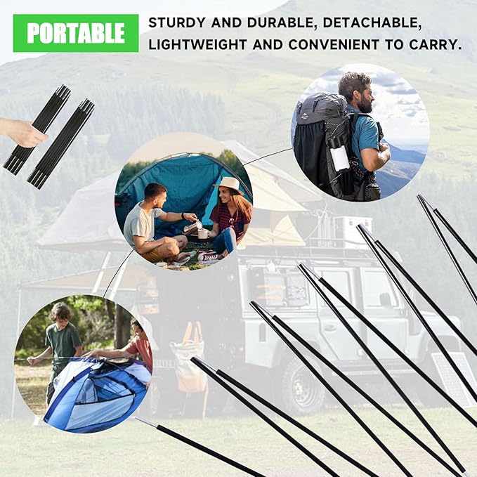 Fiberglass Tent Pole,Kids Tent Replacement Poles for Kids,8mm Tent Poles Replacement; Tent Pole Repair Kit;Beach Tent Pole;Suitable for All Kinds of Indoor and Outdoor Camping Tent;2PCSX 13.1FT