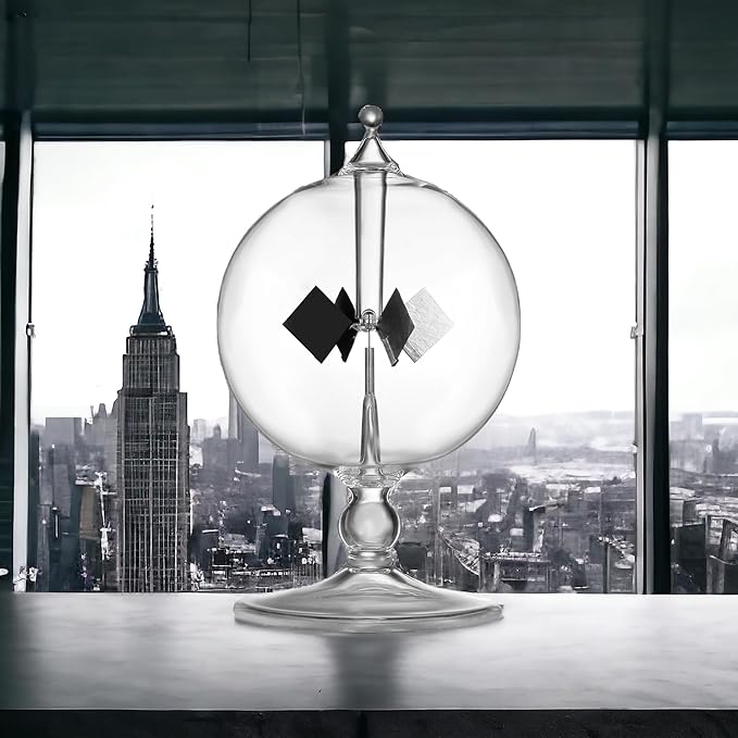 Clear Solar Power Crookes Radiometer Sun Light Energy Glass Windmill Spinning Vanes