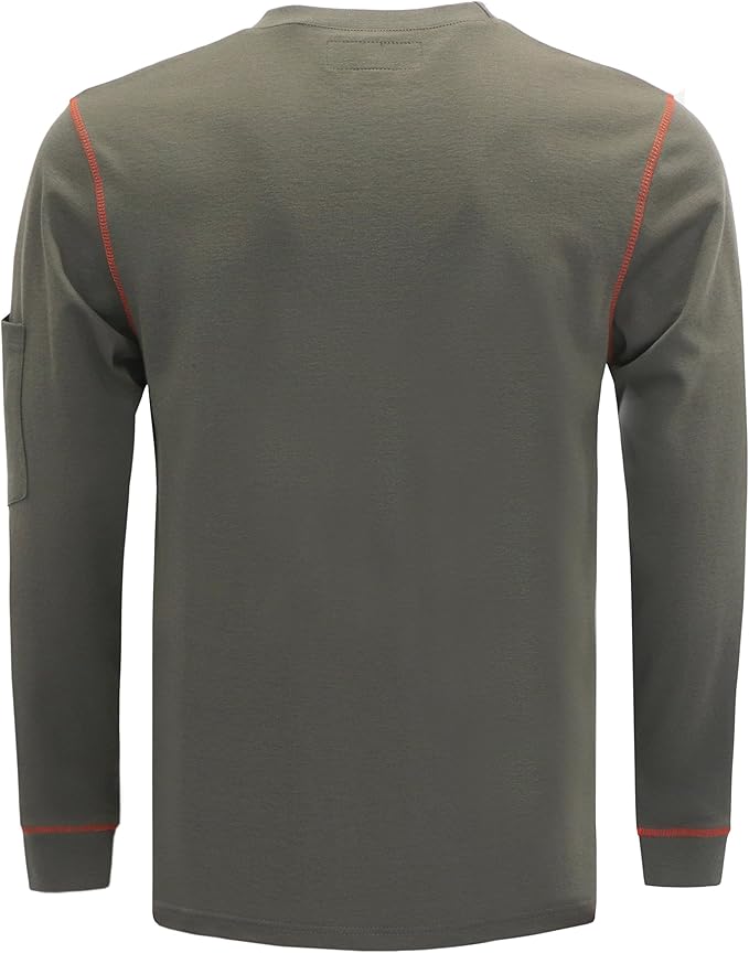 BOCOMAL FR Shirts for Men Lightweight Crew Long Sleeve Flame Resistant/Fire Retardant Shirt…