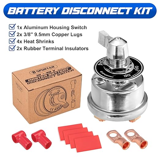 Spurtar Battery Disconnect Switch 12V 24V 48V Heavy Duty Battery Shut Off Cut Off Power Kill Switch Isolator 200A High Current for Car, Vehicle, Truck, Winch, ATV, RV, Marine, Boat