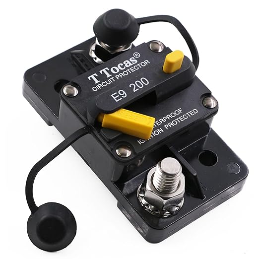 200A Circuit Breaker with Manual Reset and Switch Button for RV Boat Marine ATV Vehicles Audio Electronic Battery System 12V - 48V DC, Waterproof IP67 M10 Studs Surface Mount 200 Amp Breakers