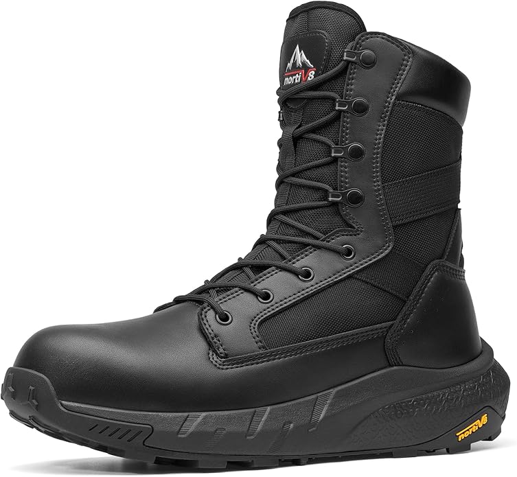 NORTIV 8 Men's 8" Composite Toe Work Boots, Lightweight Side Zipper ASTM F2412-24 & ASTM F2913-24 Safety Military Boots for All-Day Comfort, Peakforce-Nano