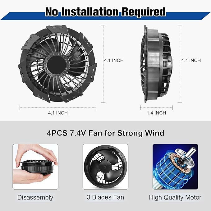 Cooling Vest for Men with 10000mAh Battery Pack, 4PCS Fan 7.4V Electric Cooling Air-Conditioned Clothing Vest Jacket