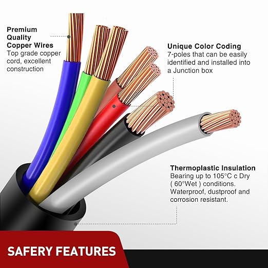 Nilight 12Feet 7way Heavy Duty 7 Pin Plug Inline Trailer Cord for Truck Camper Blade Molded RV Cable Wire Weatherproof & Corrosion Resistant-12FT, 2 Years Warranty