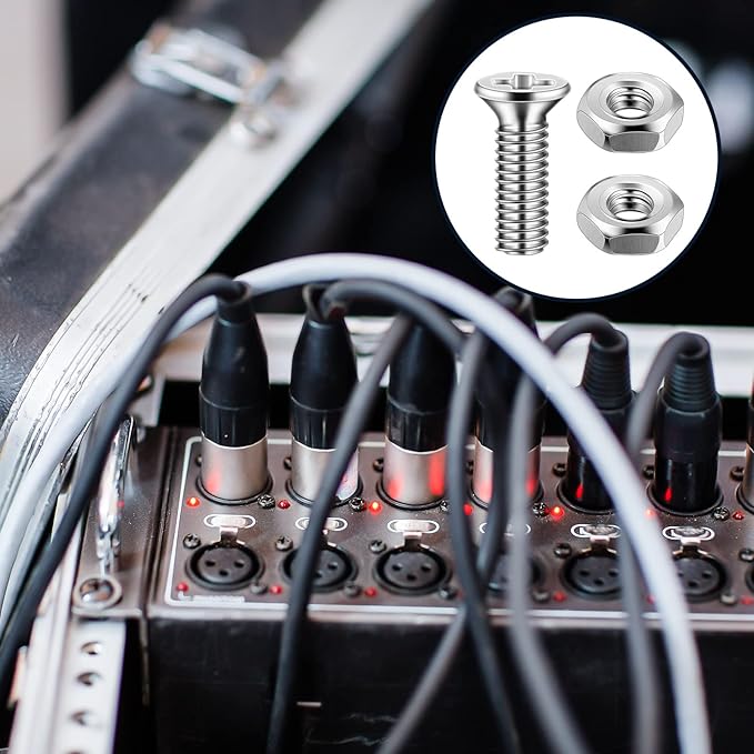 50 Pieces D Series Panel Screws and Nut Kit Panel Mount Connector M2.5 x 8 mm Screw Stainless Steel Metal Audio Server Rack Mounts for Attaching D Series Connectors