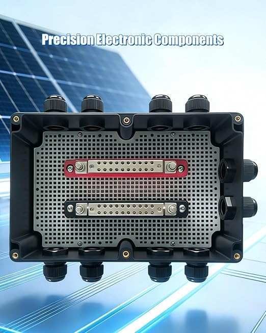 GMURA 8 String Solar PV Combiner Box, IP68 Waterproof Circuit Breaker Box with 30A Fuse & Install Screws & Wrench for RV Roof On/Off Grid Solar Panel System, 8 in 1 Out