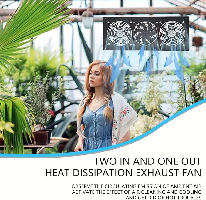 Solar Exhaust Fan,25W Solar Panel with 3PCS Ventilation Fans Kit,Solar Powered Fan for Shed,Chicken Coop,Attic & Greenhouse Intake or Exhaust Air,3500RPM, 15FT Cord,IP67 Waterproof