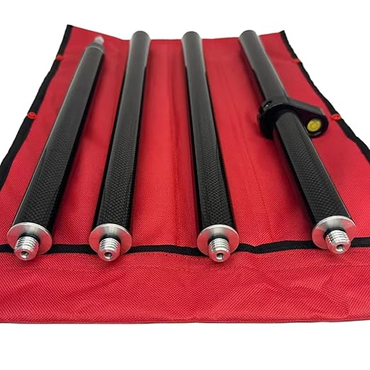 1.8M Carbon Fiber Surveying Prism Pole, 4 Section Survey Rod with 5/8X11 Thread, 4 Section Prism Pole with Level Bubble and Soft Bag