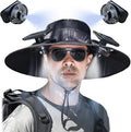 Solar Fan Hat with Mist, Mens Wide Brim Solar Power Fans Hat with Built in Fan, USB Solar Charging for Outdoor Fishing