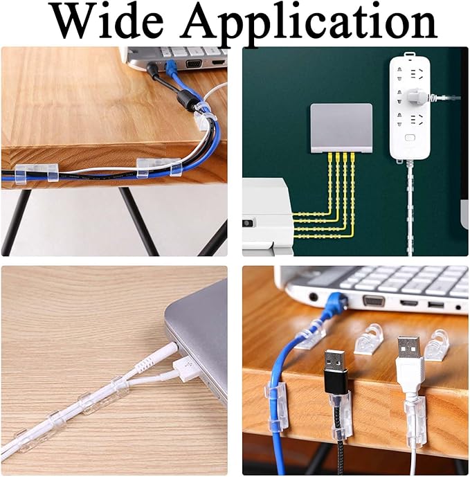 80 PCS Cable Clips (Small & Large),Adhesive Cable Clips for Wall,Finisher Wire Clamp for TV PC Laptop,Cable Management Clips Outdoor Light Clips