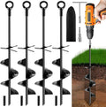 Ground Anchors Screw in Kit, 18 Inch Spiral Trampoline Anchors with Reinforced Blade, Ground Stakes High Wind Heavy Duty for Camping Tent Swing Set Carport Shed Mobile Home Dog Tie Out, 4 Pack