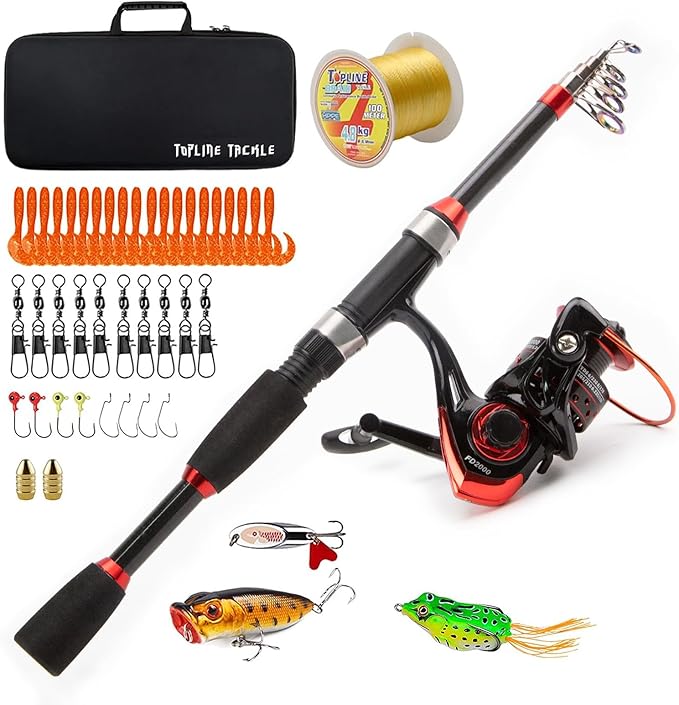 Collapsible Fishing Rod and Reel Combo, BalanZze Telescopic Fishing Rod with Spinning Reel, Portable Collapsible Fishing Pole Kit for Saltwater and Freshwater – Ideal Fishing Gift