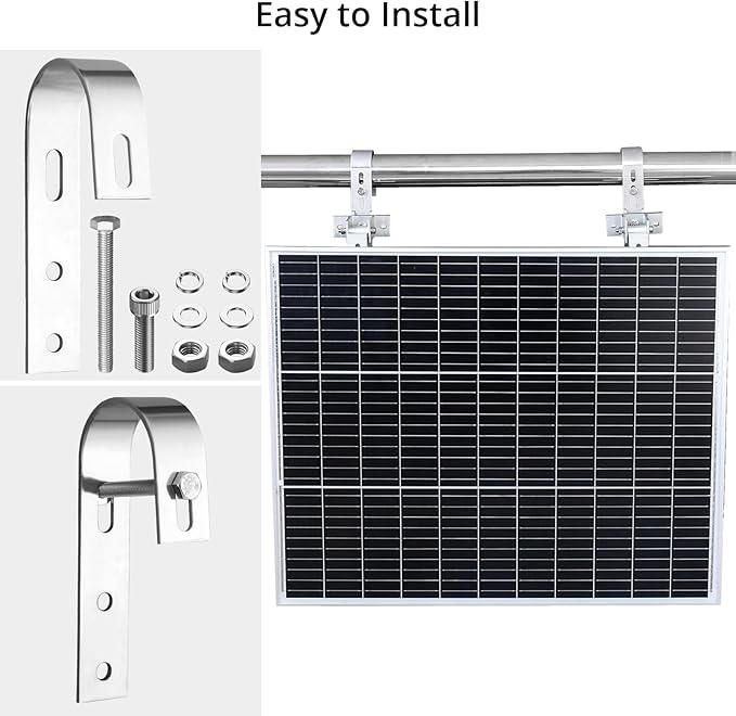 Anbte 4PCS Solar Panel Mounting Brackets for Balcony, Stainless Steel Universal PV Module Hooks, Anti-Corrosion Solar Panel Mounting Kit for Balcony, Flat Roof, Garage Roof, Silver