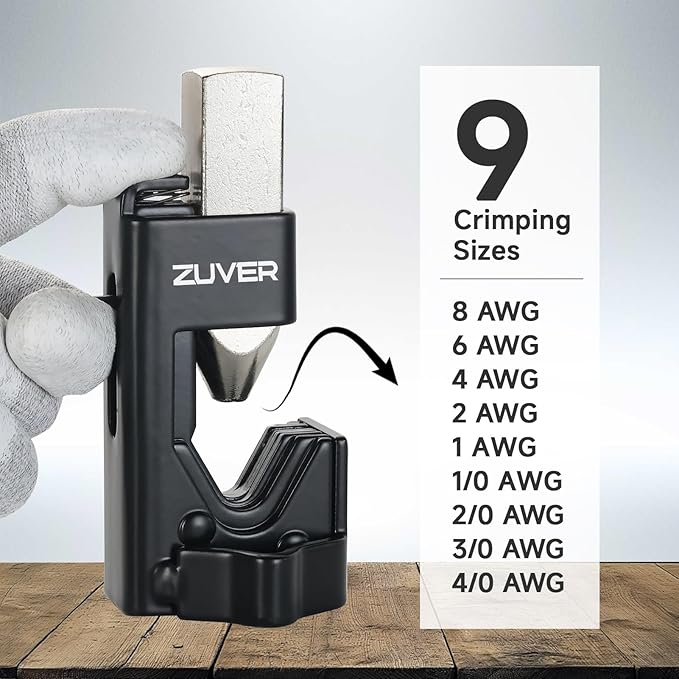 Hammer Lug Crimper Tool for 8 AWG to 4/0 AWG Battery and Welding Cables - Heavy Duty Crimping for Electrical and Automotive Applications