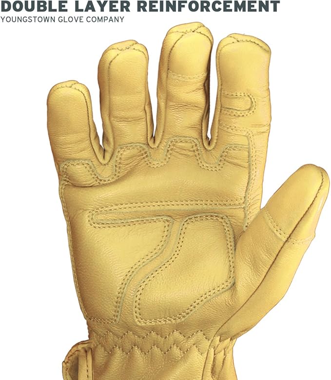 Youngstown Glove Ground Double Layered Leather Work Gloves For Men - Arc Rated, Puncture Resistant - Tan, XX-Large