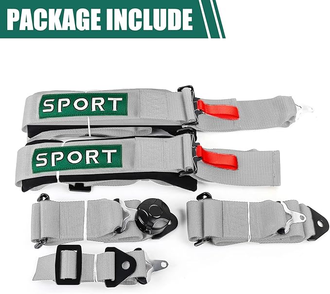 BESTZHEYU 5-Point Racing Harness Set SFI with Ultra Comfort Heavy Duty Shoulder Pads