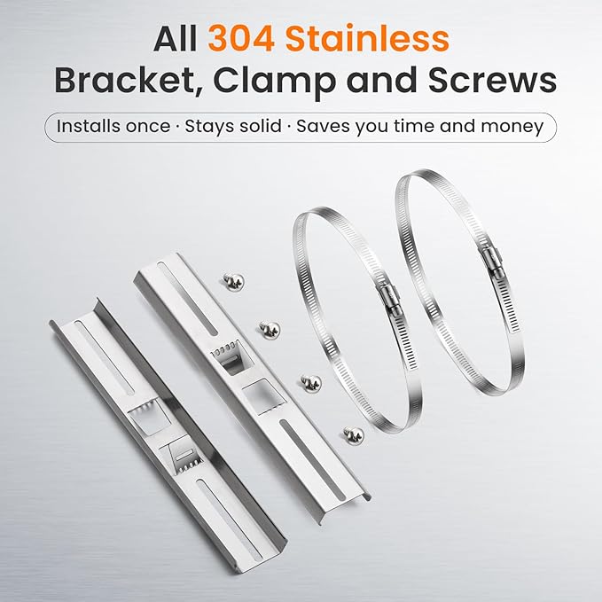 QILIPSU Pole Mounting Kits, 304 Stainless Steel 11.4" x 1.9" Brackets with Adjustable 2–8 Inch Clamps for Electrical Boxes, Devices, and Outdoor Applications