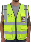 Dib Safety Reflective Vest ANSI Class 2, High Visibility Vest with Pockets and Zipper, Construction Work, Hi Vis
