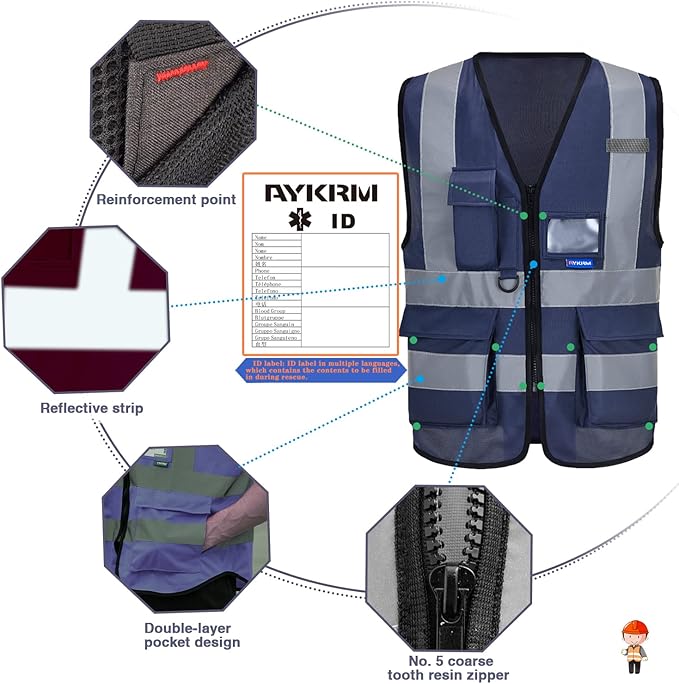 A-SAFETY navy blue high visible vest