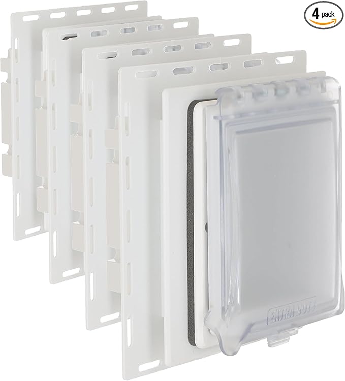 TayMac MR420CW 1-Gang Recessed Enclosure Extra Duty, 6-in-1 Nonmetallic Weatherproof in-Use Cover, Horizontal/Vertical, White | (Pack of 4)