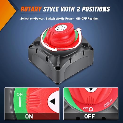 Nilight 600A High Current Battery Switch 12V 24V 48V ON Off Heavy Duty Battery Power Cut Master Switch Disconnect Isolator for Truck Vehicle Trailer RV Marine Boat Yacht