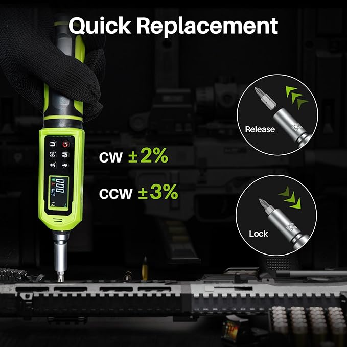 Digital Torque Screwdriver,0.8-53.1In.Lb/0.09-6N.m,1/4 Drive Inch Pound Electronic Torque Wrench Screwdriver Set with ±2% Accuracy,Vibration Buzzer Indicator for Gunsmithing,Scope Mounting