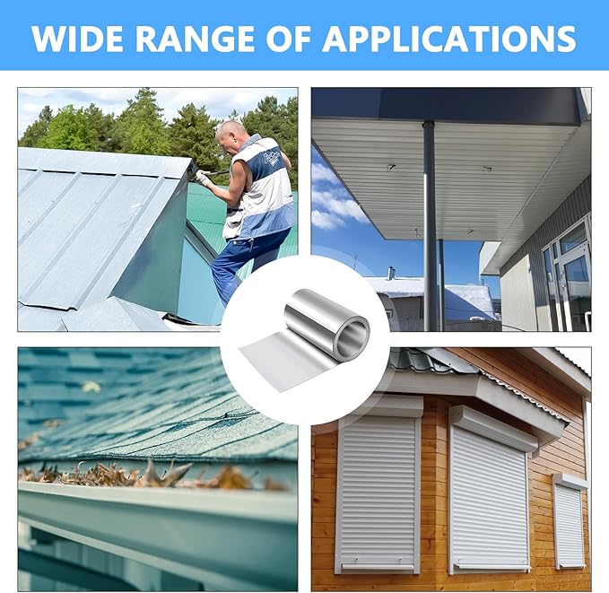 ELECTRAPICK Aluminum Flashing Roll,4in x 10ft Metal Roof Panels,26 Gauge (0.0157"/0.4mm) Aluminum Sheet Roll for Roofing Panels and DIY, Outdoor Gardens,Sealing Windows Doors, Stains Prevention