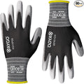 KAYGO Work Gloves PU Coated-60 Pairs, KG15P,Nylon Lite Polyurethane Safety Work Gloves, Gray Polyurethane Coated, Knit Wrist Cuff,Ideal for Light Duty Work(L (60Pairs), Black)