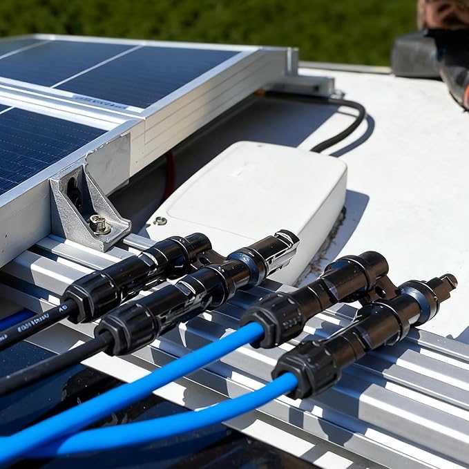 1 Pair Solar Branch Connectors Y Connector, for Parallel Connection Between Solar Panels FMM+MFF, Solar Branch 2-1 MC4 Connectors